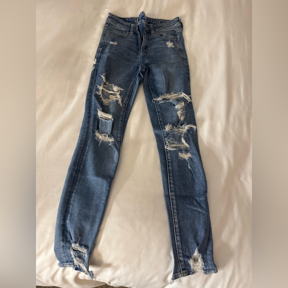 American Eagle Outfitters Blue Distressed Jeans